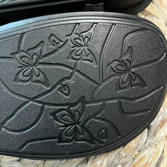 Alegria‎ Vik Black Shimmer Tooled Leather Trellis Sandals Size 10/11 US 41EU - Picture 9 of 10